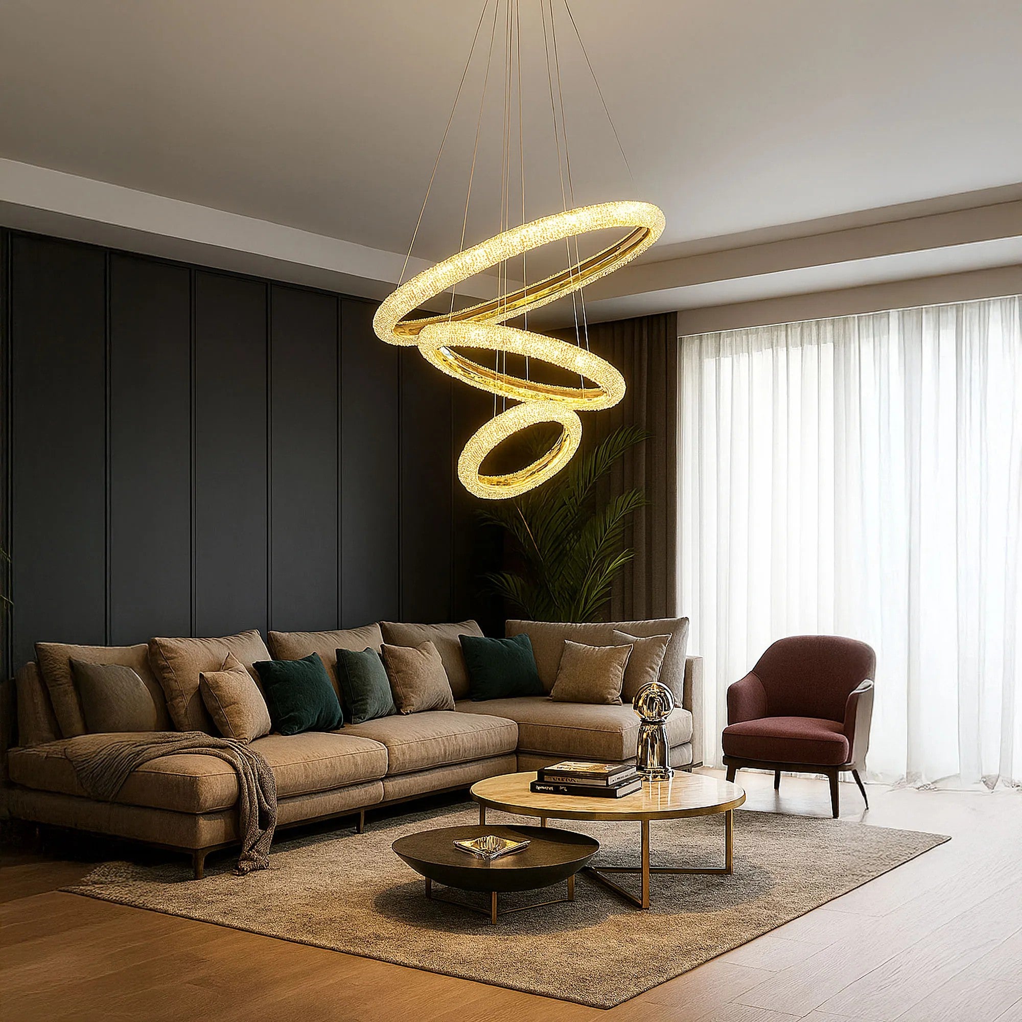 LAMPA SUFITOWA WISZĄCA LED LHJ042-CP3 ZŁOTA 4