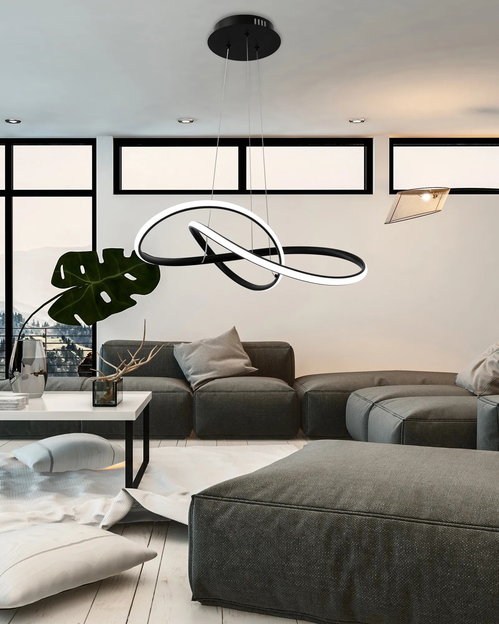 Lampa Sufitowa Wisząca Ring Nowoczesna LED + Pilot APP395-CP Czarna 4