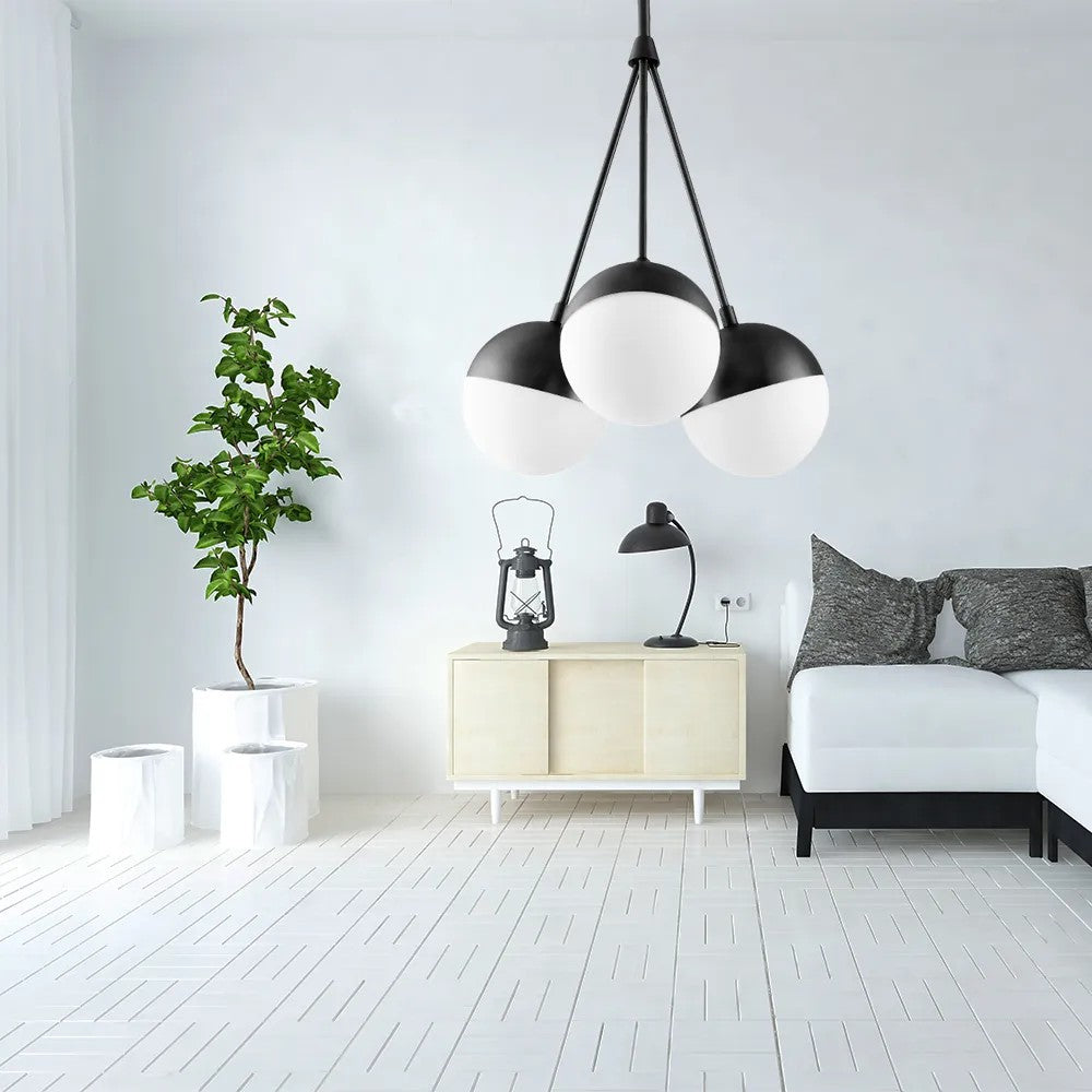 Lampa Wisząca Szklana Kula Mleczna APP687-3CP Czarna 4