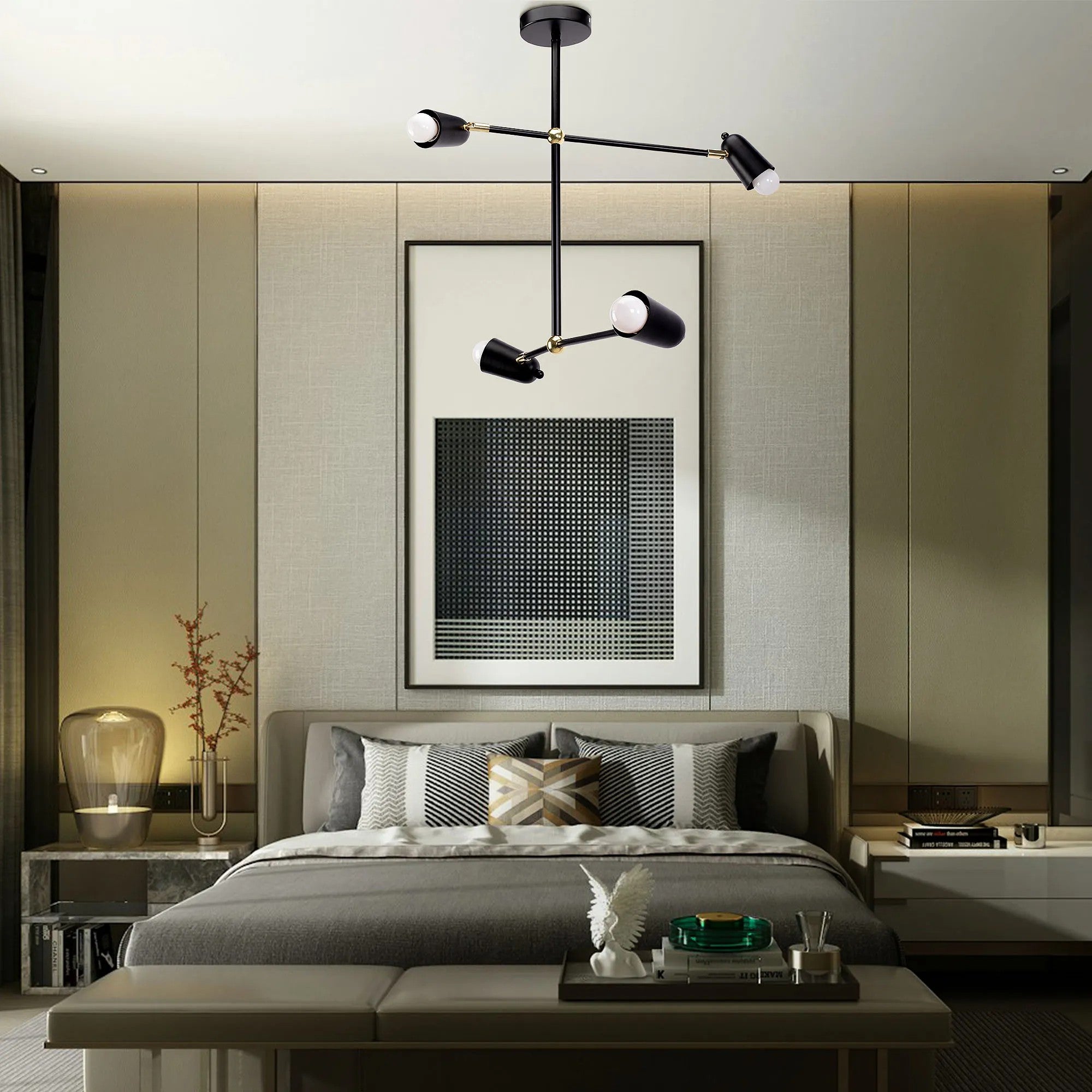 Lampa Wisząca 4-ramienna APP1708-4CP CZARNA + ZŁOTO 4