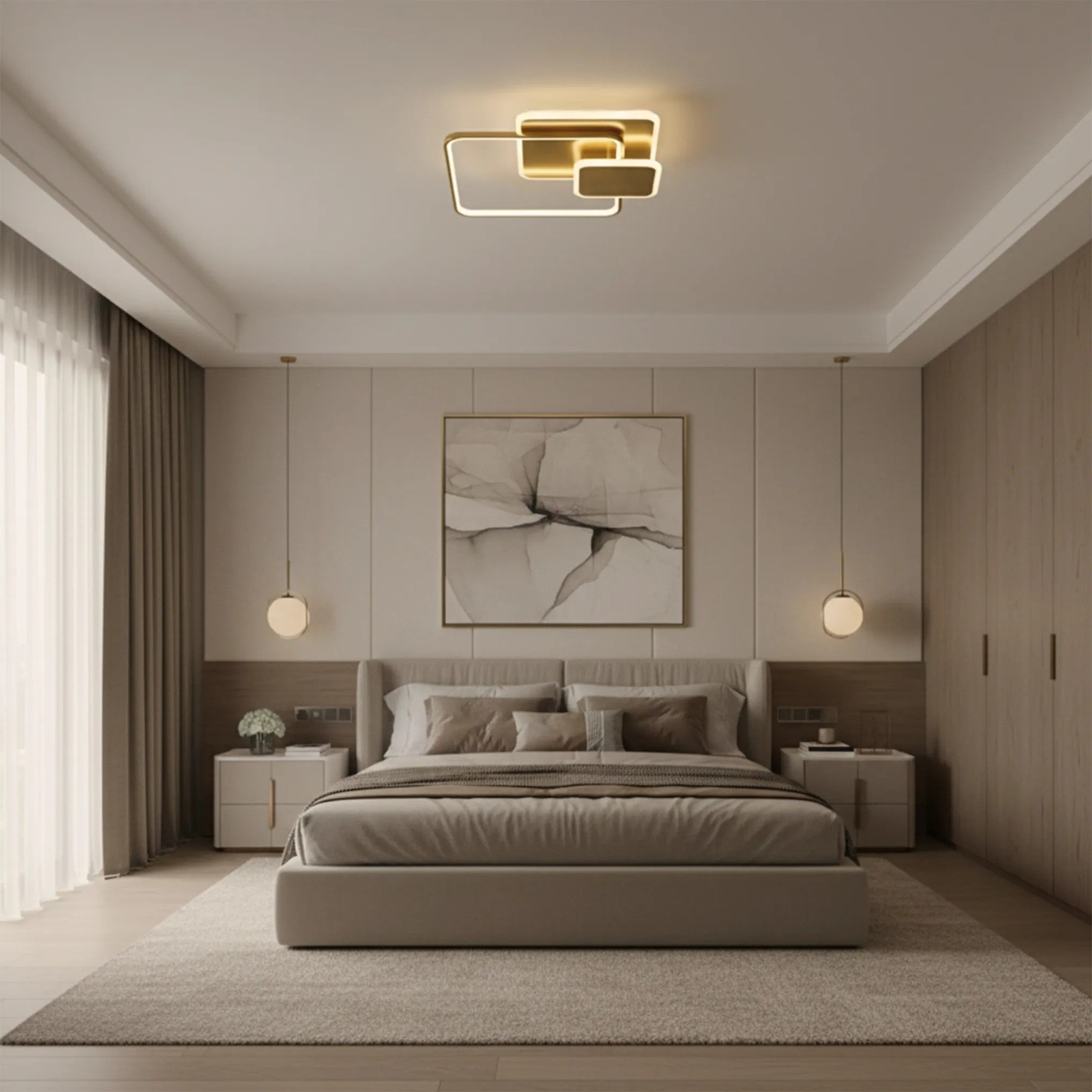Lampa Sufitowa APP1714-C Plafon LED Złota Szczotkowana + Pilot 4