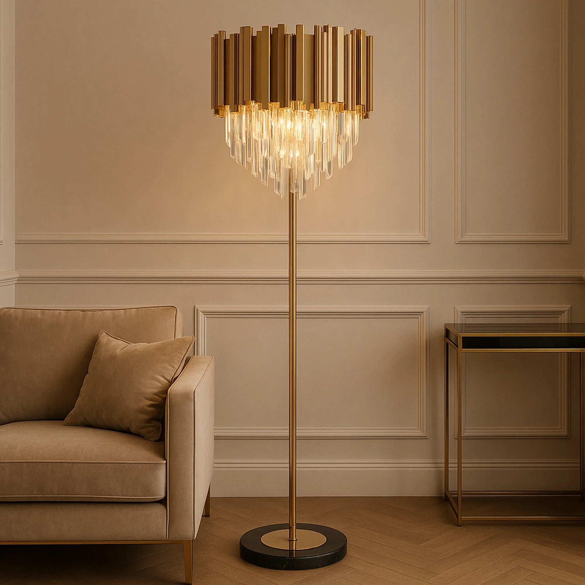 Lampa Stojąca Podłogowa APP1717-3F Złota 4