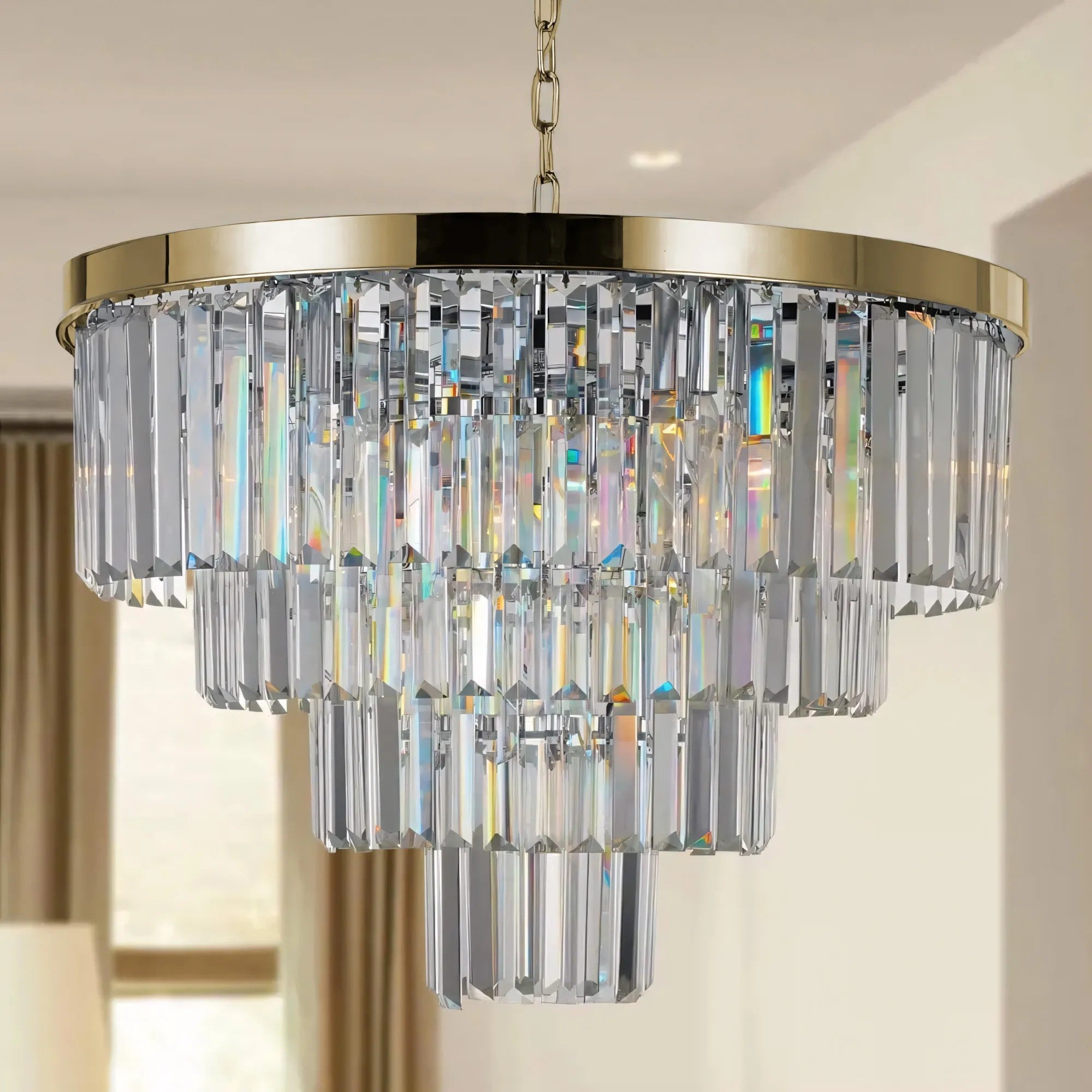 LAMPA SUFITOWA KRYSZTAŁOWA WISZĄCA APP1533-6CP4 ZŁOTA 4