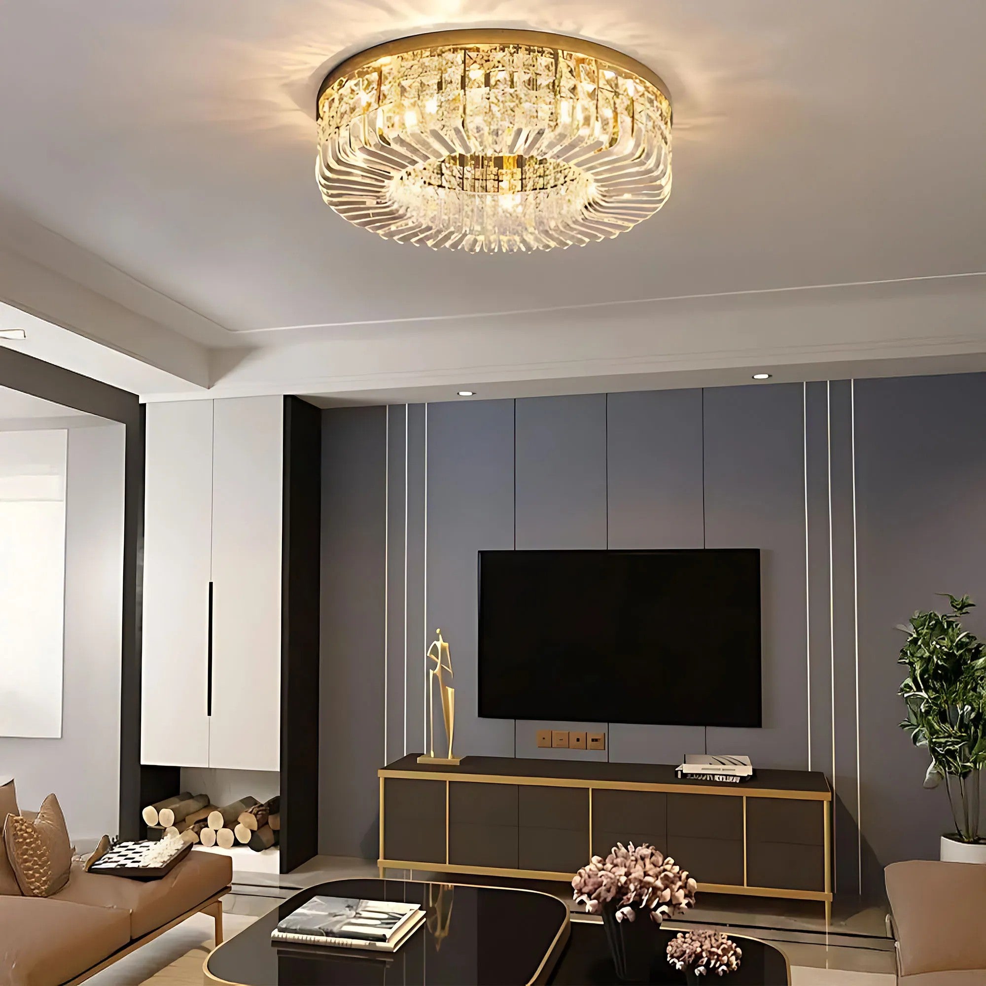 LAMPA KRYSZTAŁOWA PLAFON APP1729-8C 60 Cm ZŁOTA 4