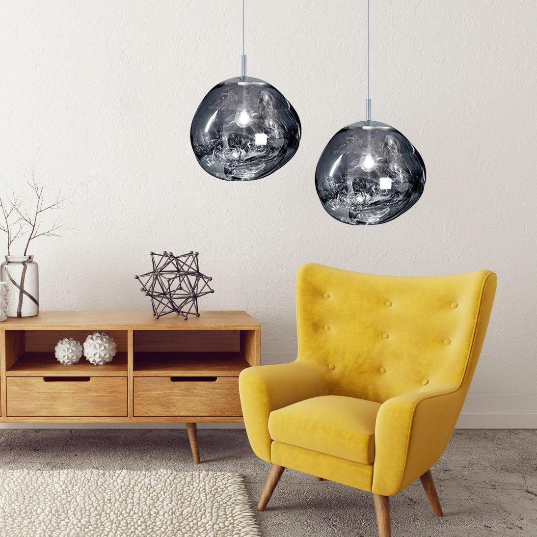Lampa Sufitowa Wisząca Szklana APP330-1CP SREBRNA