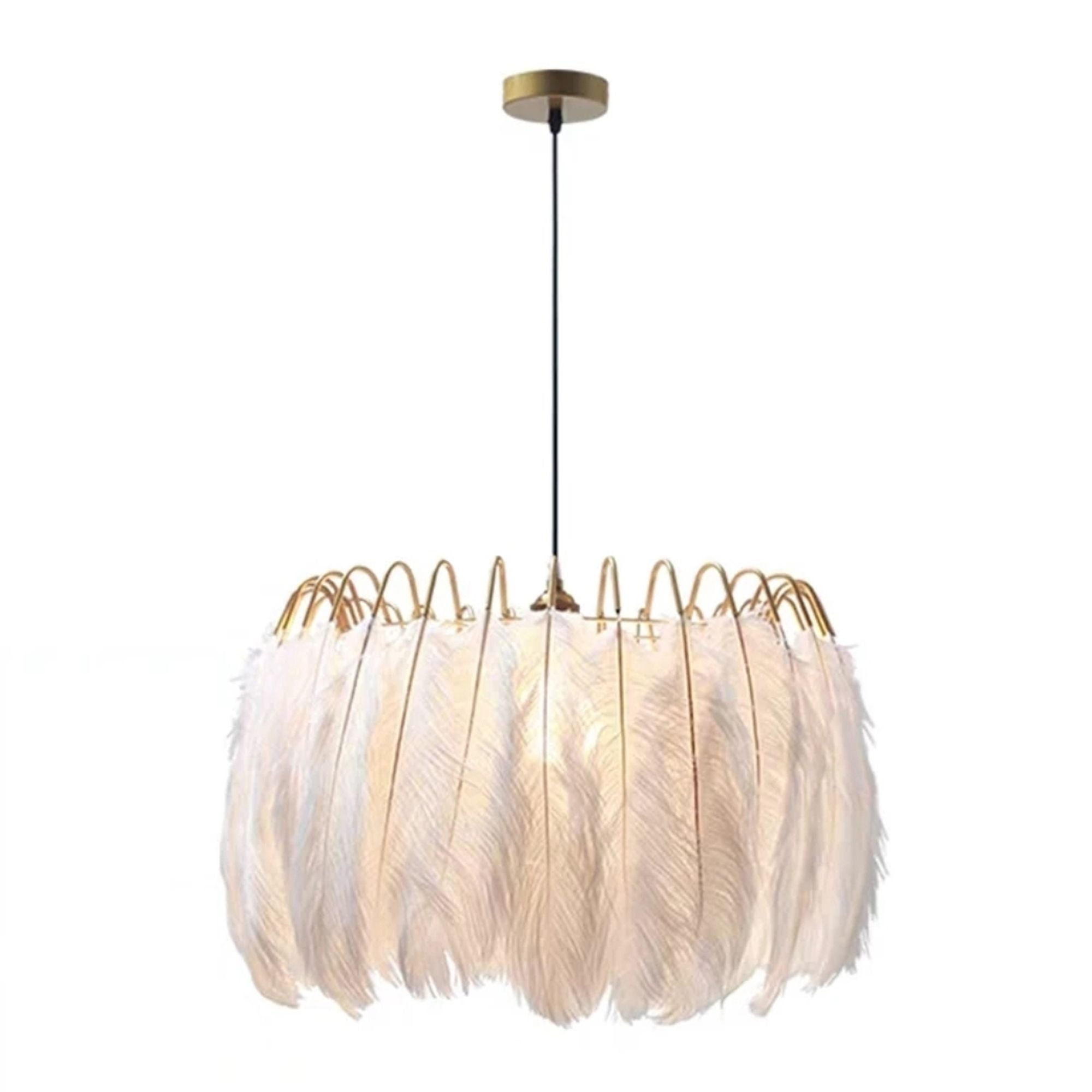 Lampa Sufitowa Z Piórami Boho App662 Złota 1