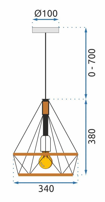 Lampa sufitowa geometryczna wisząca w stylu loft boho sznur APP679-1CP