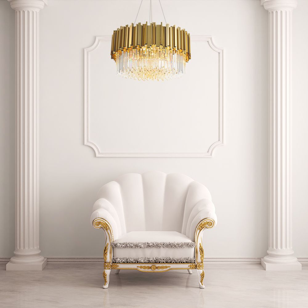 Lampa Sufitowa Kryształowa App601-c Złota 6