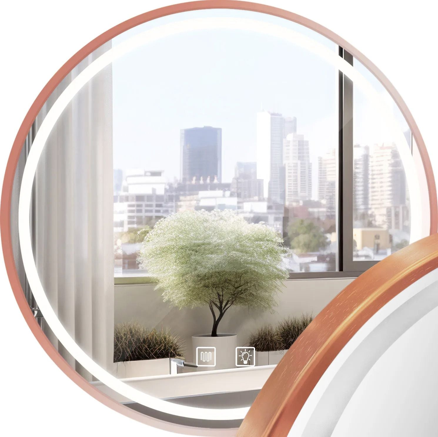 Lustro Ścienne Led 70cm Mmj Miedziane Szczotkowane 1