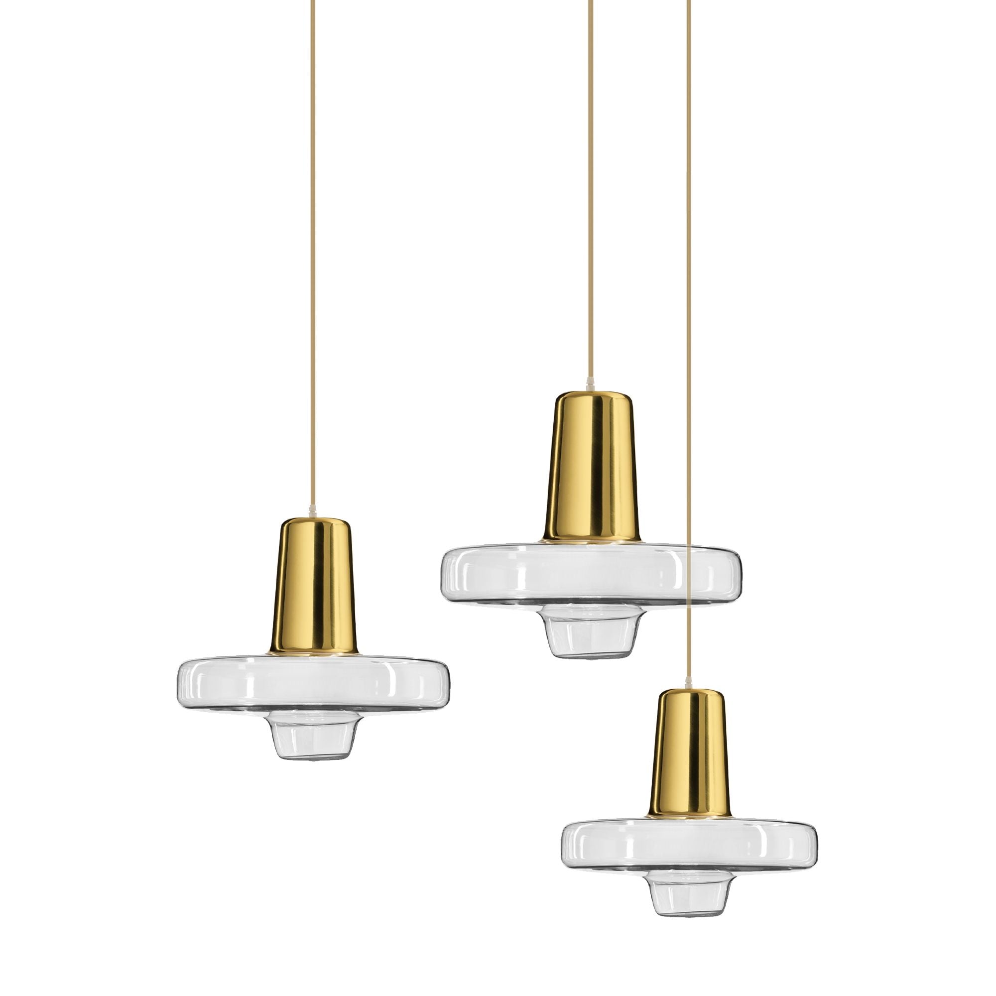 Lampa Wisząca Szklana Metalowa LED APP553-1CP Złota