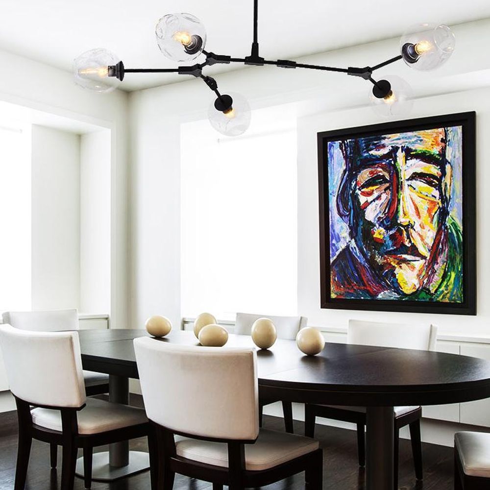 Lampa Wisząca Szklane Kule 5 Ramion APP504-5C Czarna