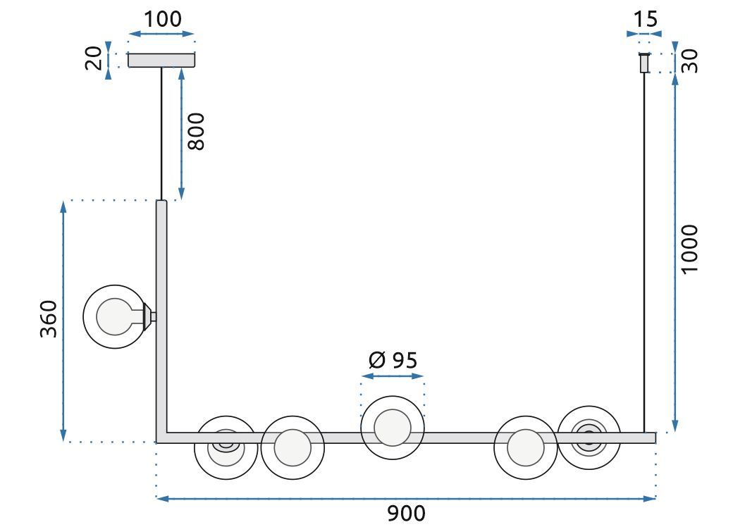 Lampa Wisząca Szklane Kule APP690-6CP Złota 8