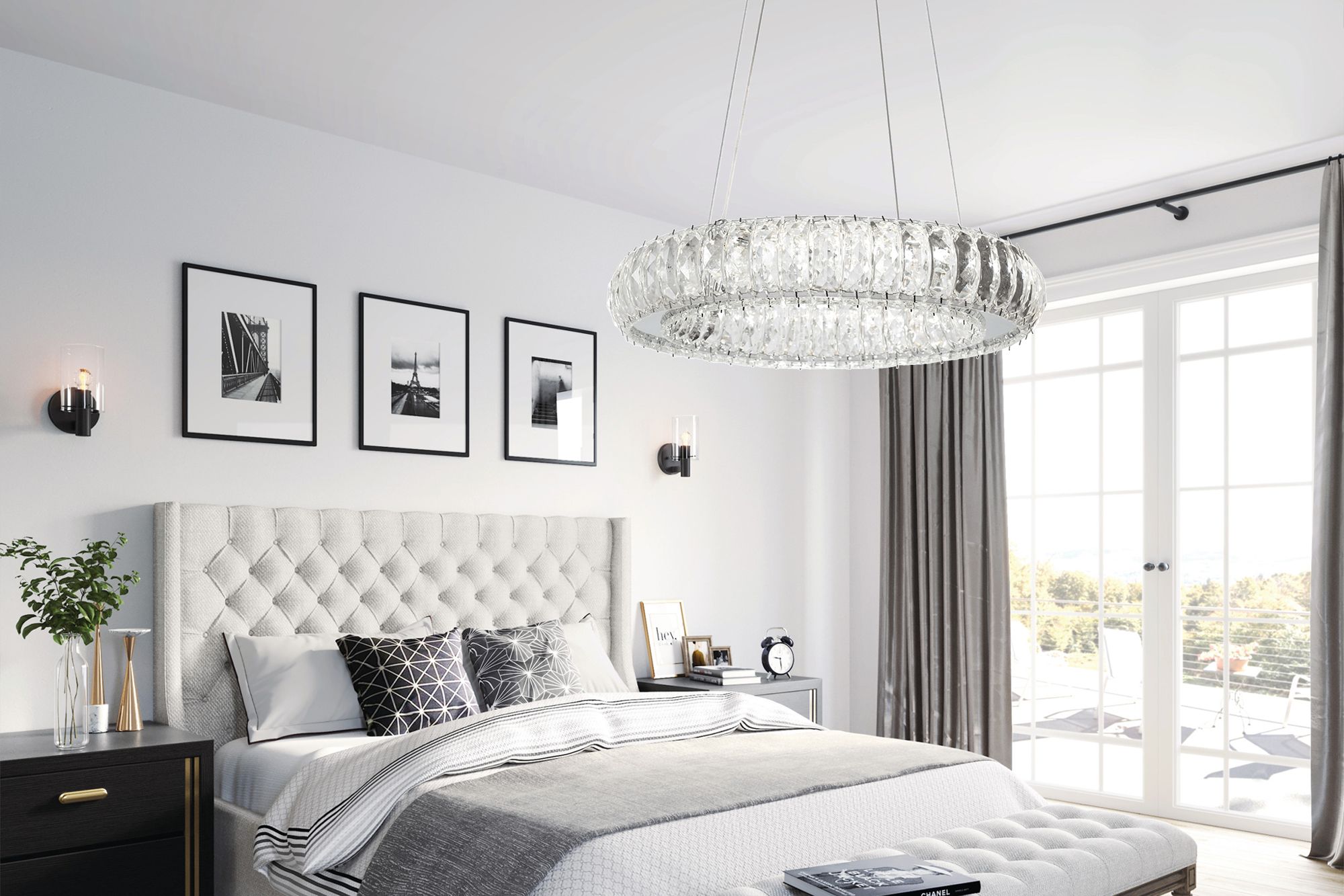 Kryształowa Lampa Sufitowa LED APP1040-CP + pilot