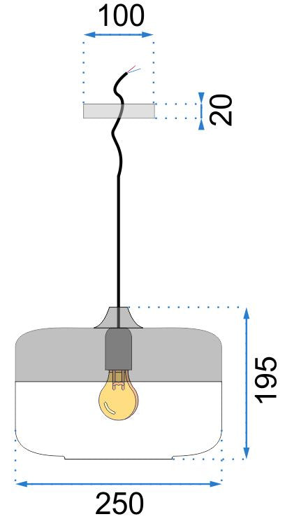 Lampa sufitowa wisząca szklana Zenit D Czarna
