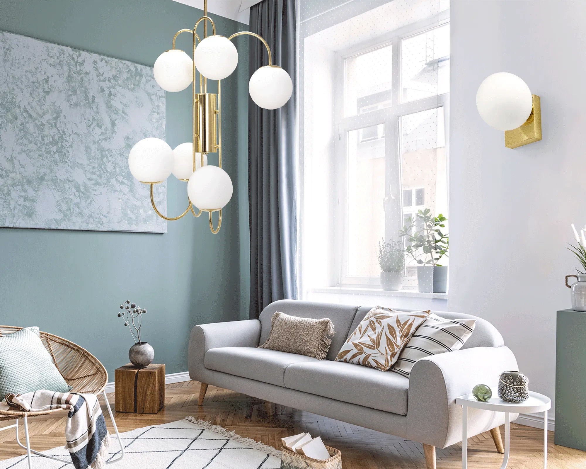 Lampa Ścienna Kinkiet Szklana Kula APP1009-1W Złota 5