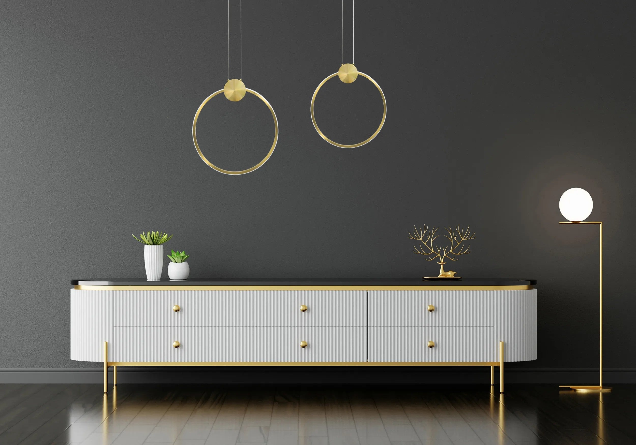 LAMPA SUFITOWA WISZĄCA LED APP1393-CP GOLD 30cm 5