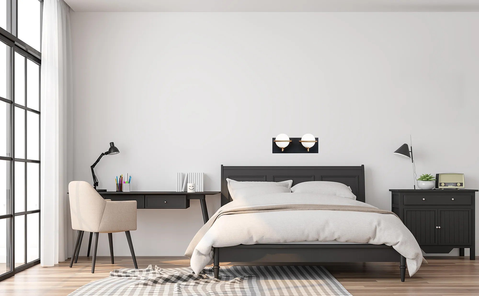 LAMPA ŚCIENNA KINKIET APP1221-2W Czarna 5