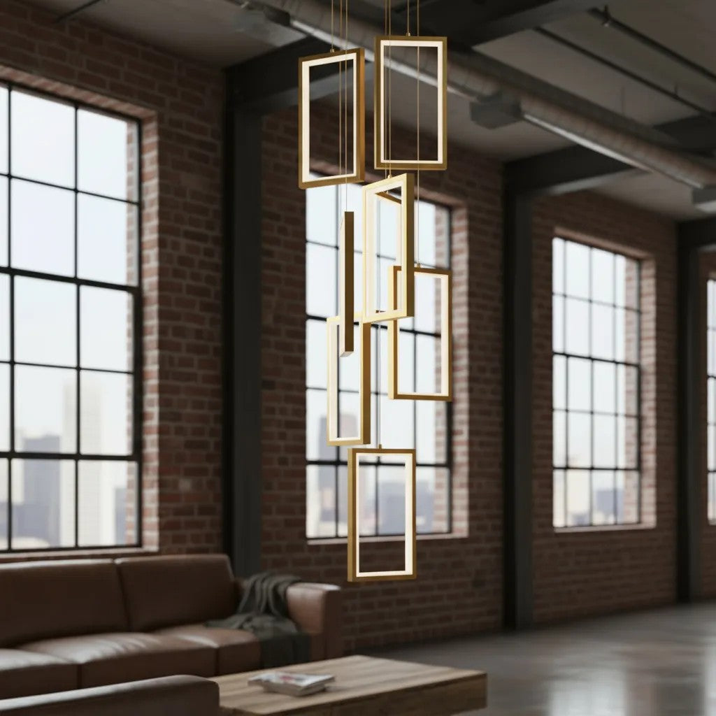 LAMPA SUFITOWA WISZĄCA LED LHJ090-7CP ZŁOTA 5