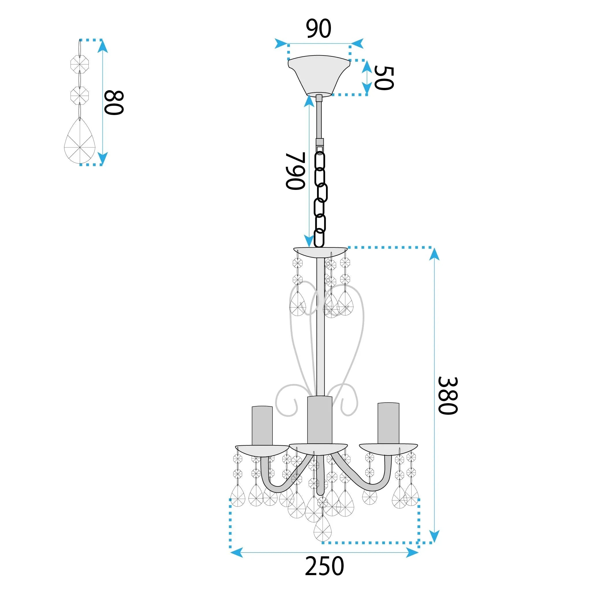 LAMPA SUFITOWA WISZĄCA EBT011-3CP CHROM 5