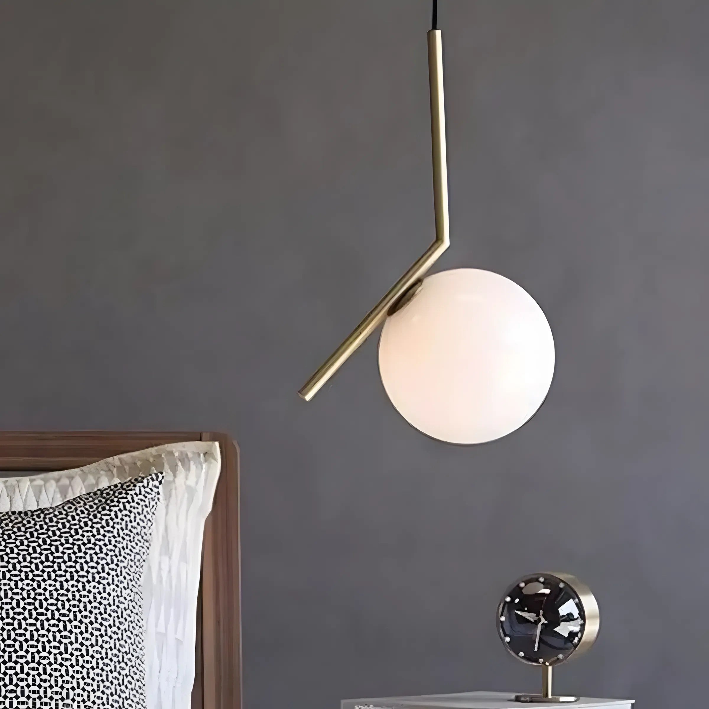 Lampa Sufitowa Wisząca Szklana Kula G106-1W Złota Biała 5