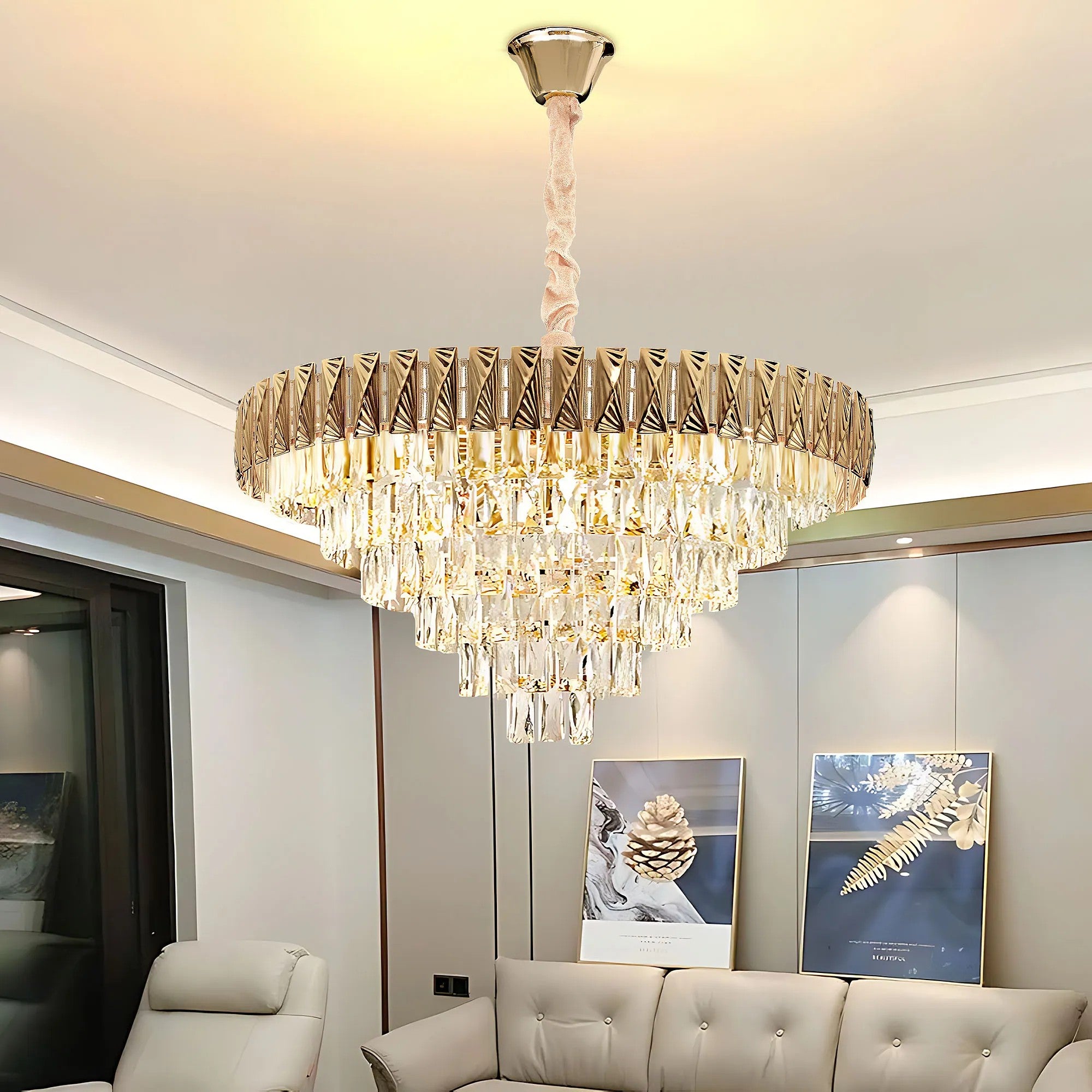 Lampa Wisząca Z Kryształami G061-CP 80CM ZŁOTA 5