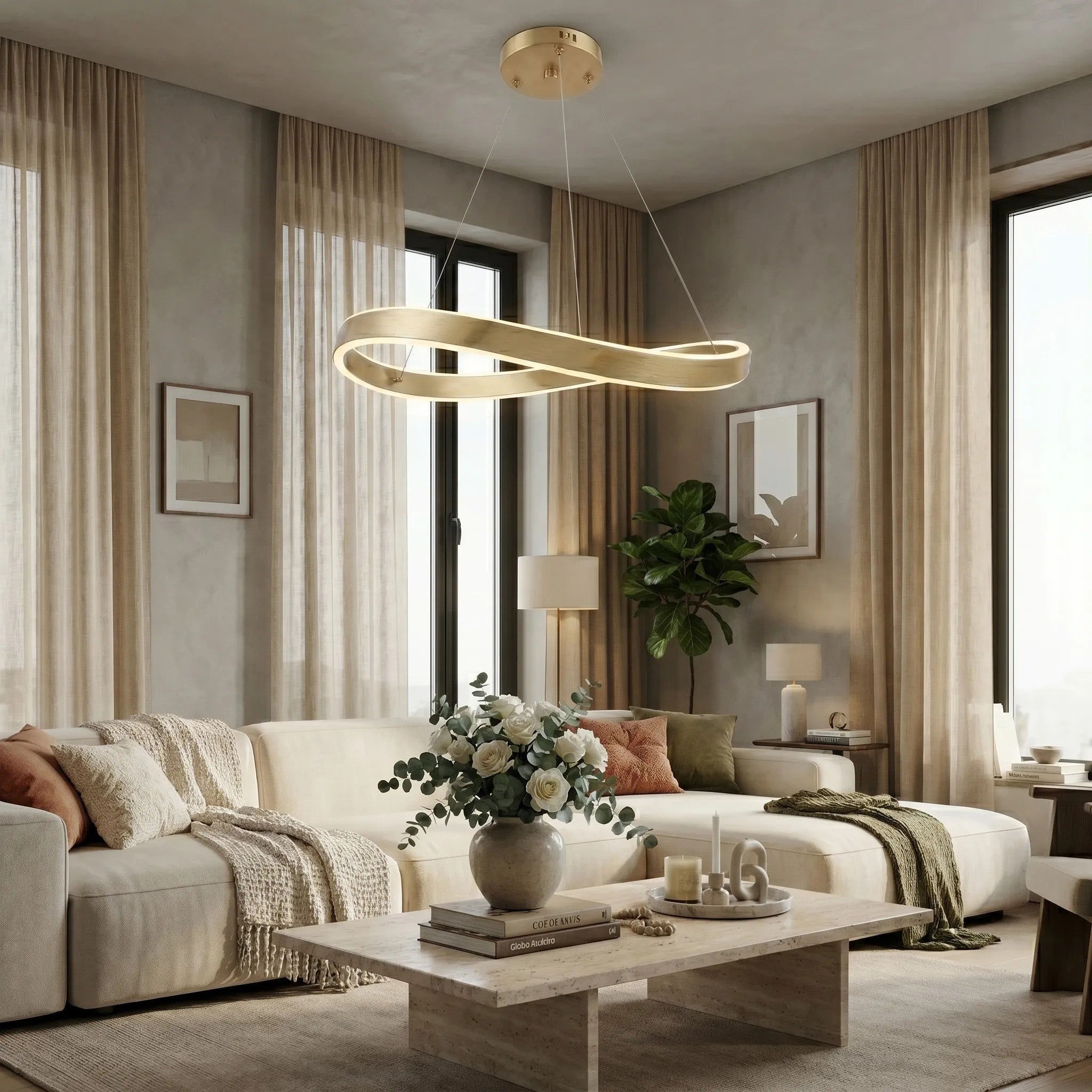 LAMPA SUFITOWA WISZĄCA SWE069-CP 80cm ZŁOTA SZCZOTKOWANA 5