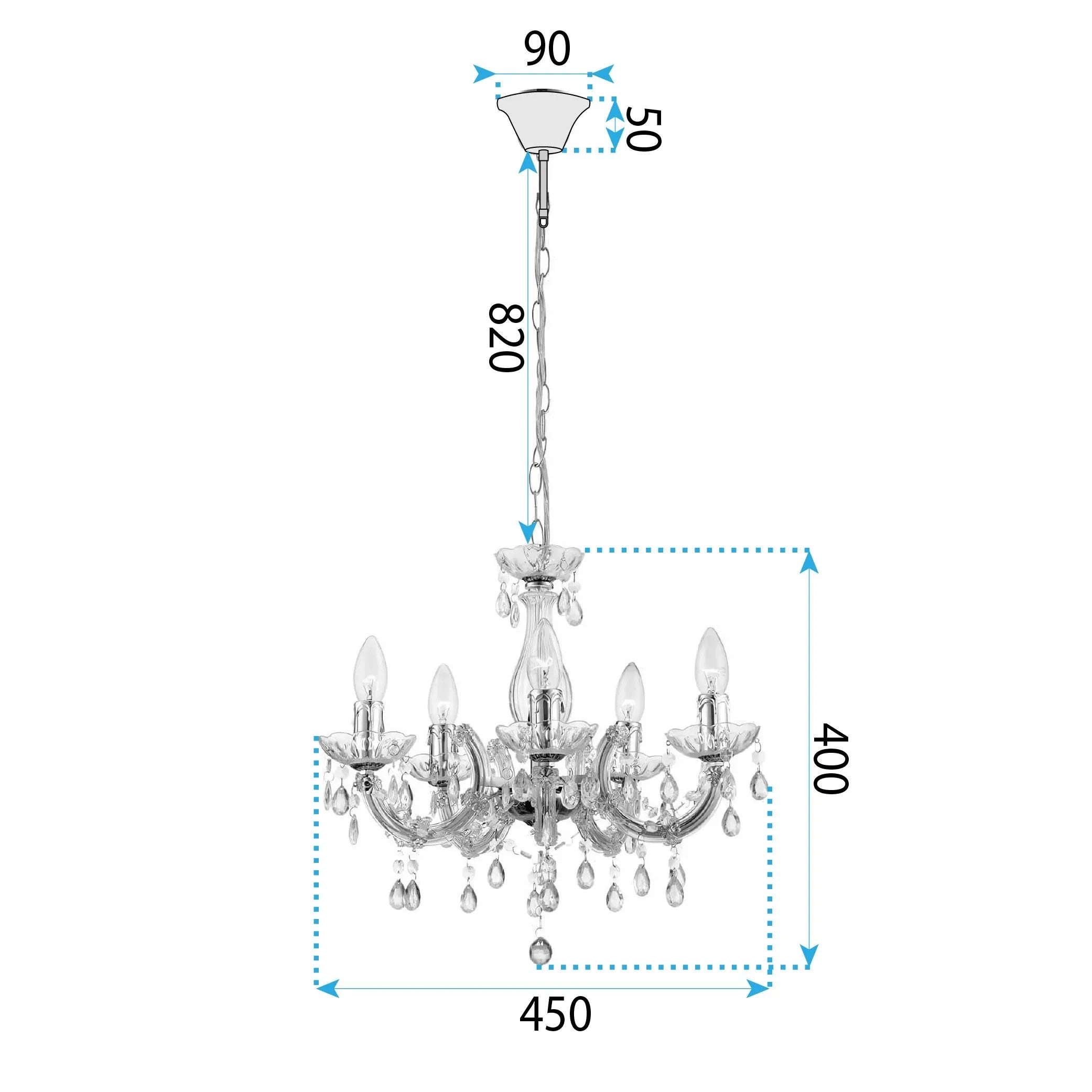 LAMPA SUFITOWA WISZĄCA EBT003-5CP GREY 5