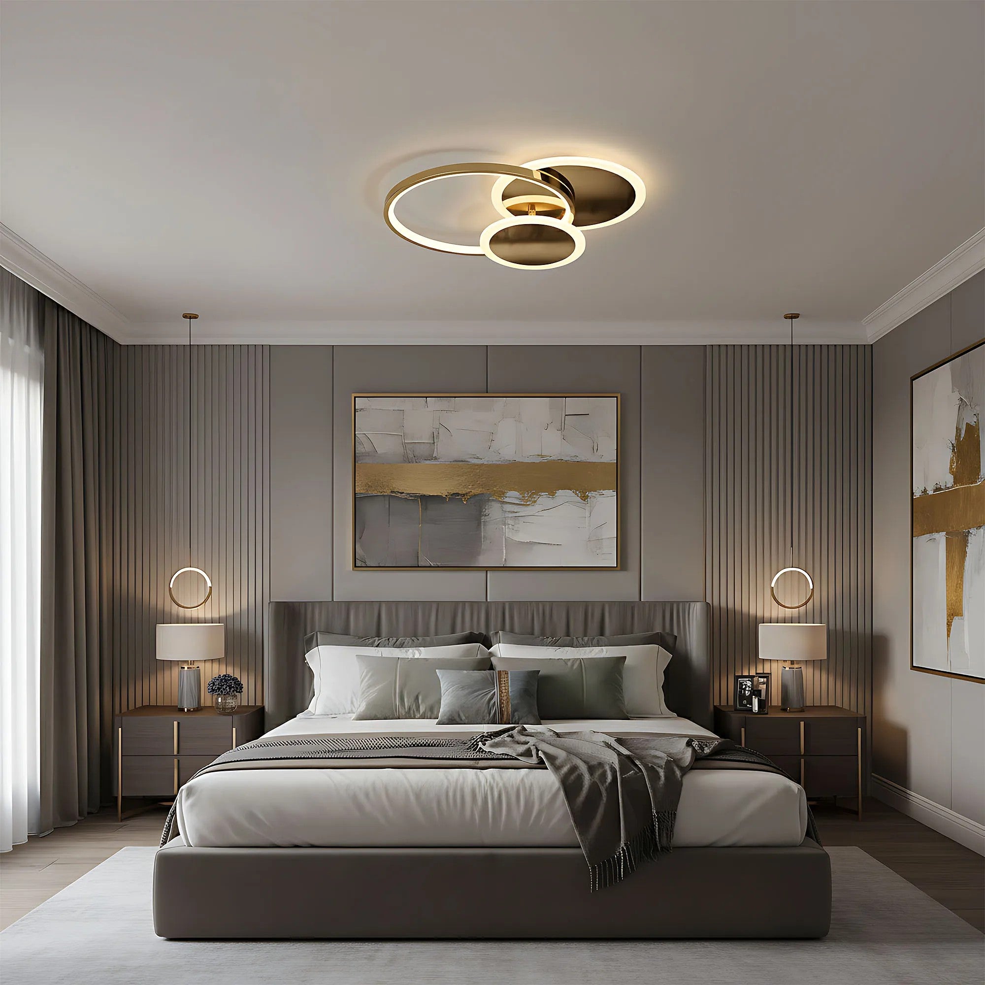 Lampa Sufitowa APP1710-C Plafon LED Złota + Pilot 5
