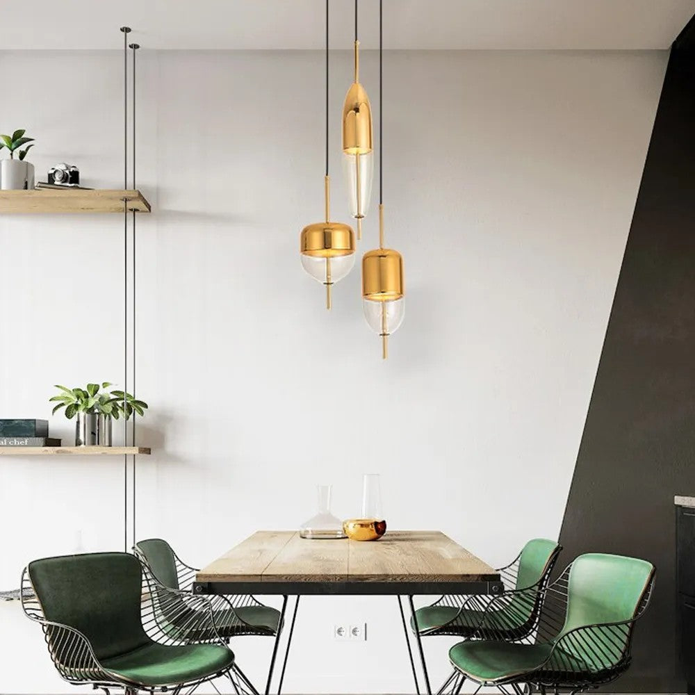 Lampa Sufitowa Wisząca Szklana Metalowa APP549-1CP Złota 5