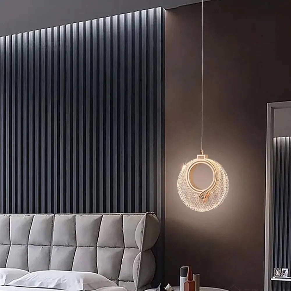 LAMPA WISZĄCA KRYSZTAŁOWA LED LHJ110-1CP JASNE RÓŻOWE ZŁOTO 5