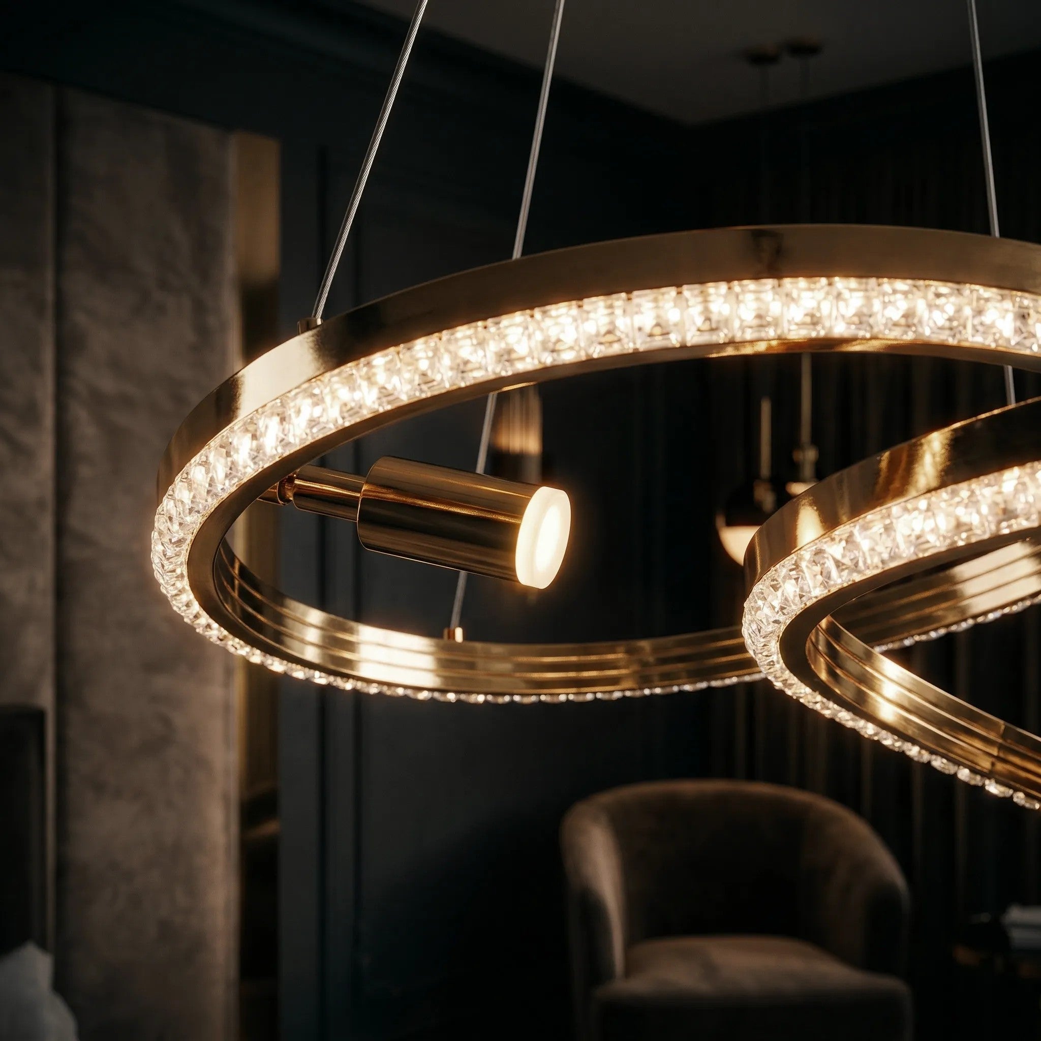 LAMPA SUFITOWA WISZĄCA LED G158-CP ZŁOTA 5