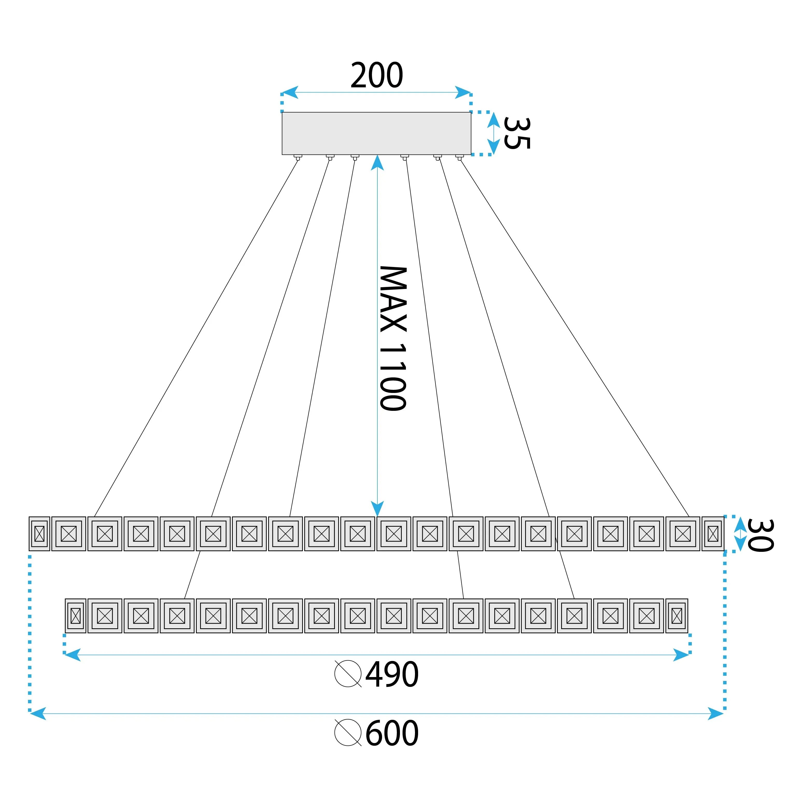 LAMPA WISZĄCA LED MS011-CP Różowe Złoto 59cm 5