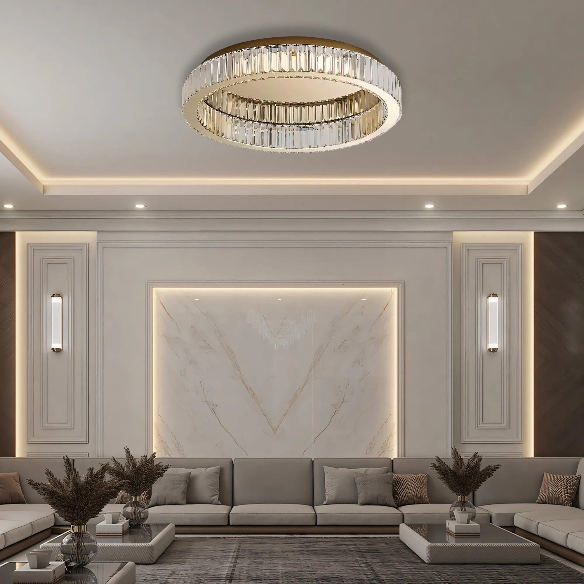 LAMPA KRYSZTAŁOWA PLAFON APP1721-C 50 Cm ZŁOTA 5