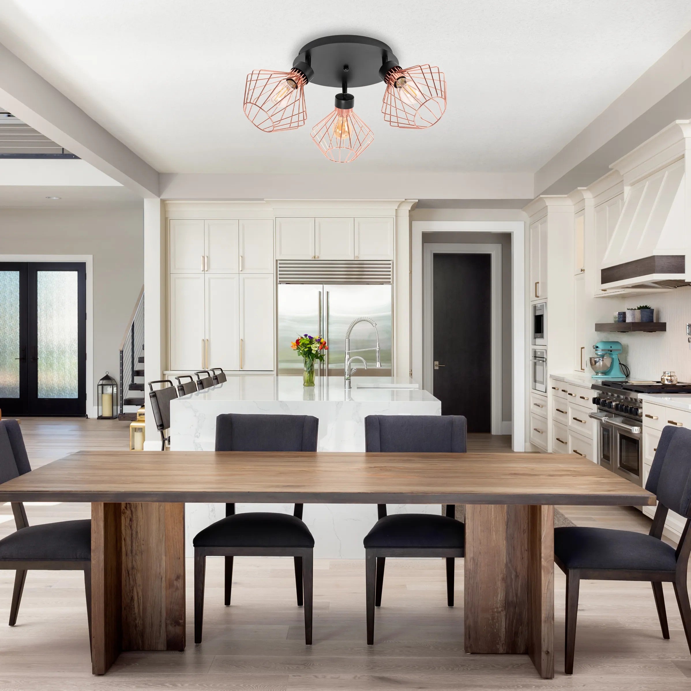 Lampa Potrójna Metalowa Loft Plafon APP536-3C Różowe Złoto 5