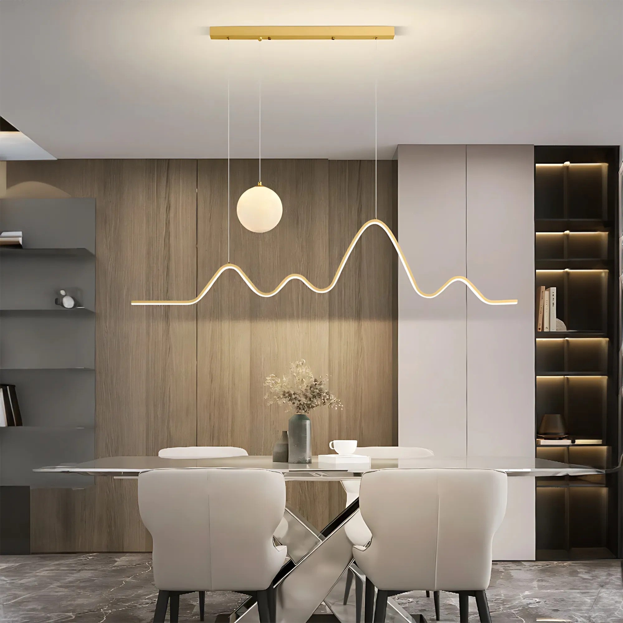 Lampa WISZĄCA LED LHJ034-CP 120 Cm ZŁOTA SZCZOTKOWANA 5