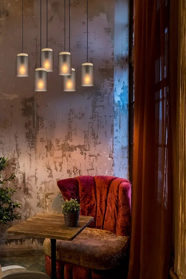 LAMPA SUFITOWA WISZĄCA APP1813-6CP Frosted Grey 5