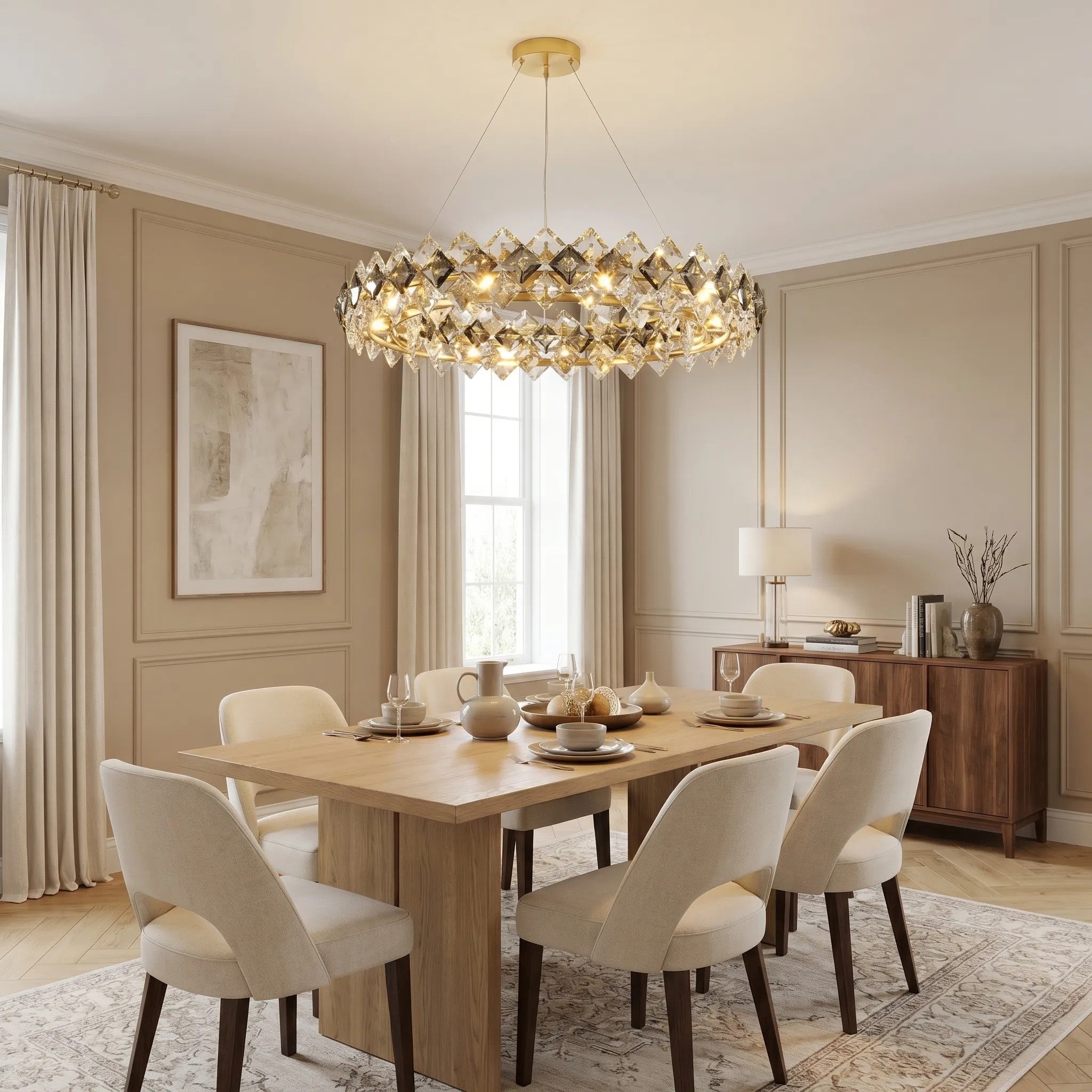 Lampa Wisząca Z Kryształami SWE094-CP 60cm Złota 5