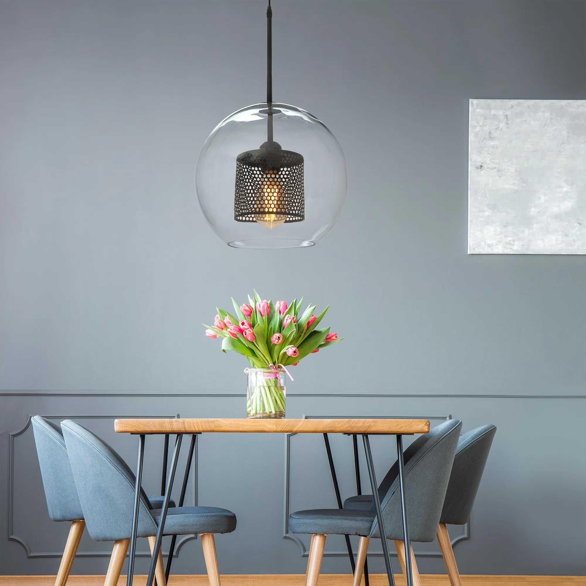 Lampa Wisząca Szklana Loft APP559-1CP 30cm Czarna 5
