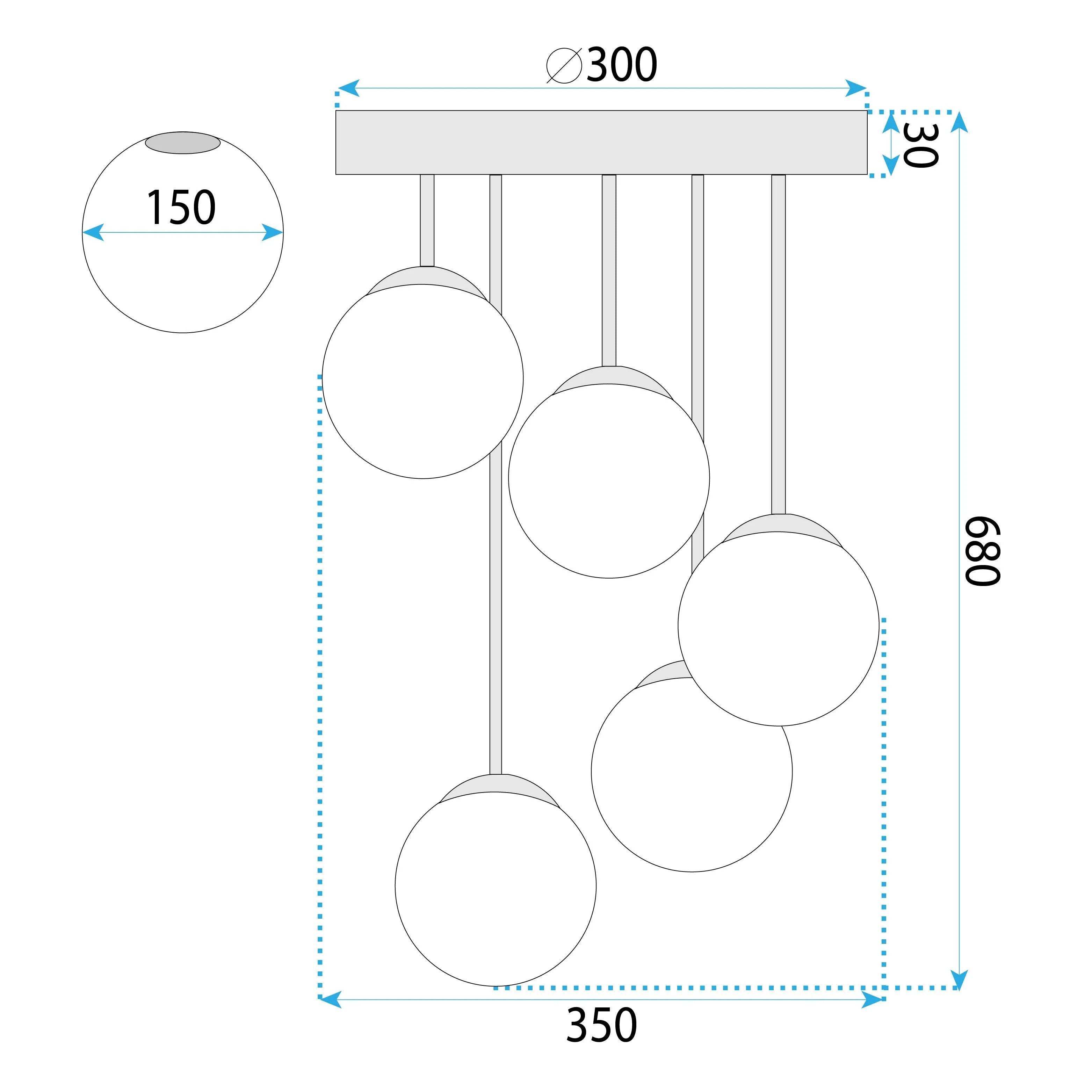LAMPA SUFITOWA WISZĄCA APP1816-5CPR BLACK 5