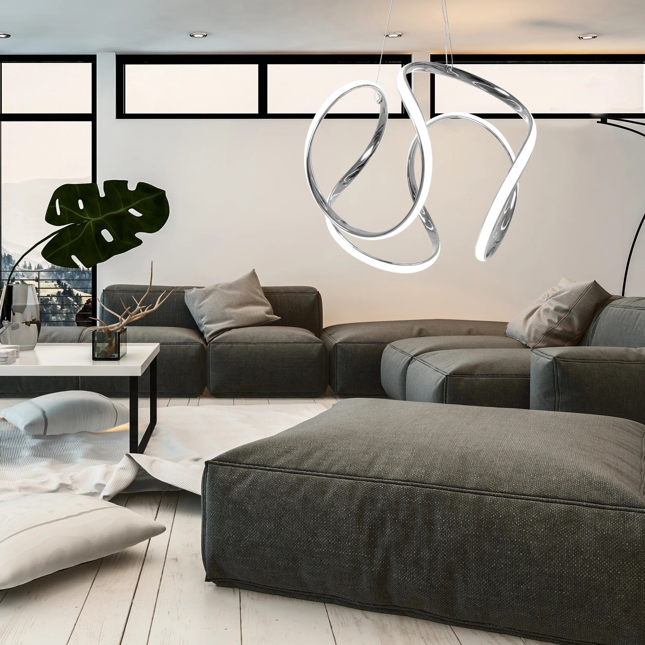 Lampa Sufitowa Wisząca Nowoczesna LED + PILOT APP385-CP CHROM 5