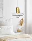 Lampa Wisząca Szklana Metalowa LED APP553-1CP Złota 5