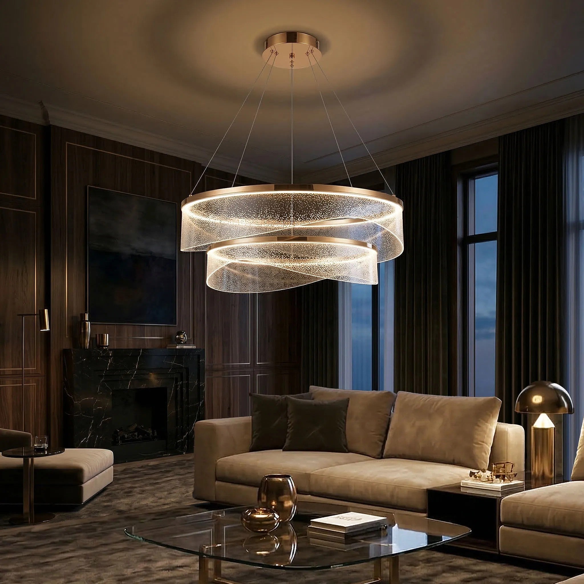 LAMPA SUFITOWA WISZĄCA G146-2CP ZŁOTA 5