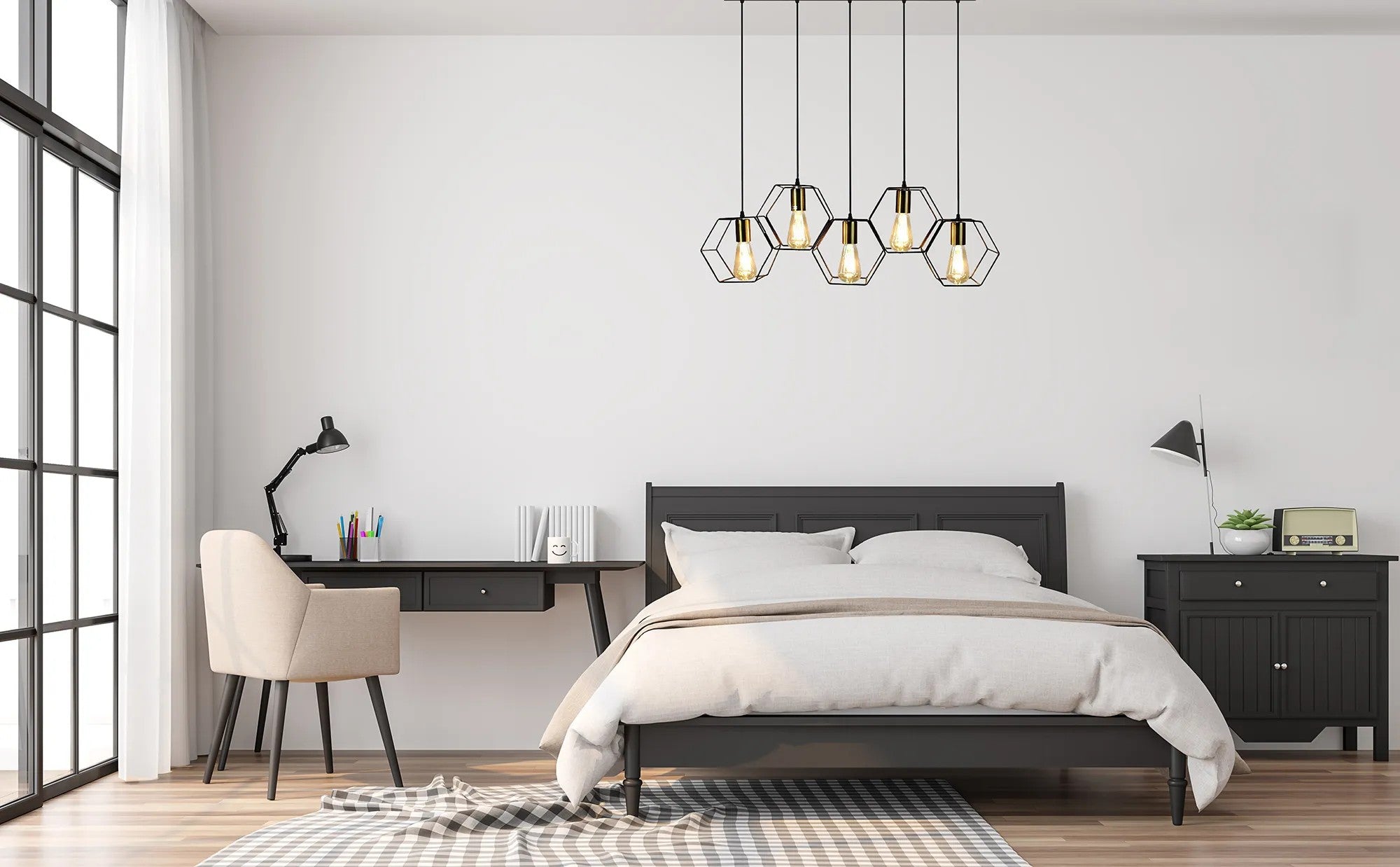 Lampa Wisząca APP1133-5CP Czarno Złota 5