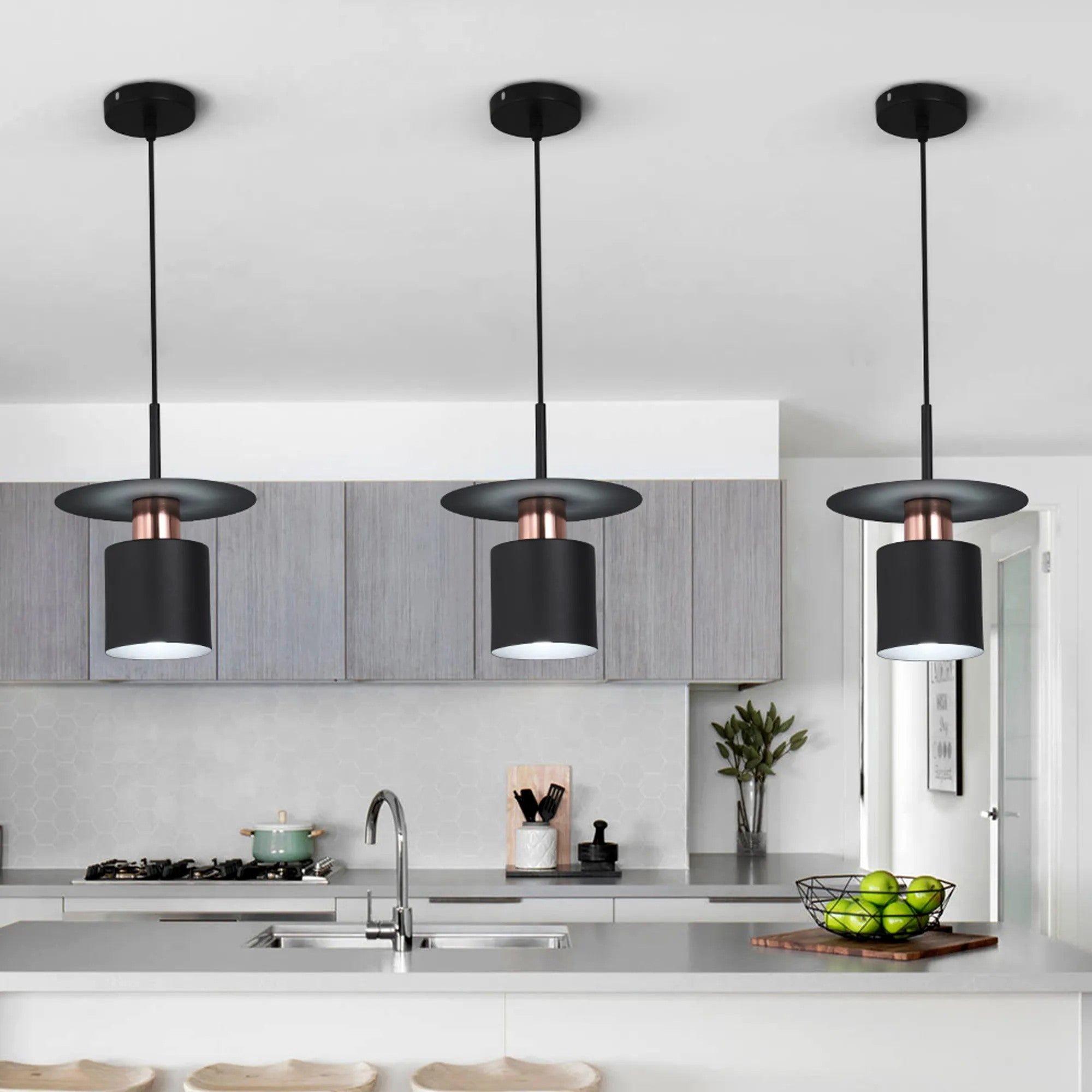 Lampa Wisząca APP1145-1CP Czarna Różowe Złoto 5