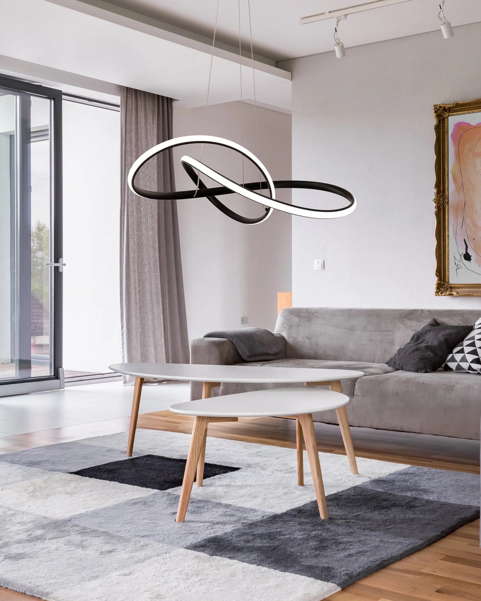 Lampa Sufitowa Wisząca Ring Nowoczesna LED + Pilot APP395-CP Czarna 5