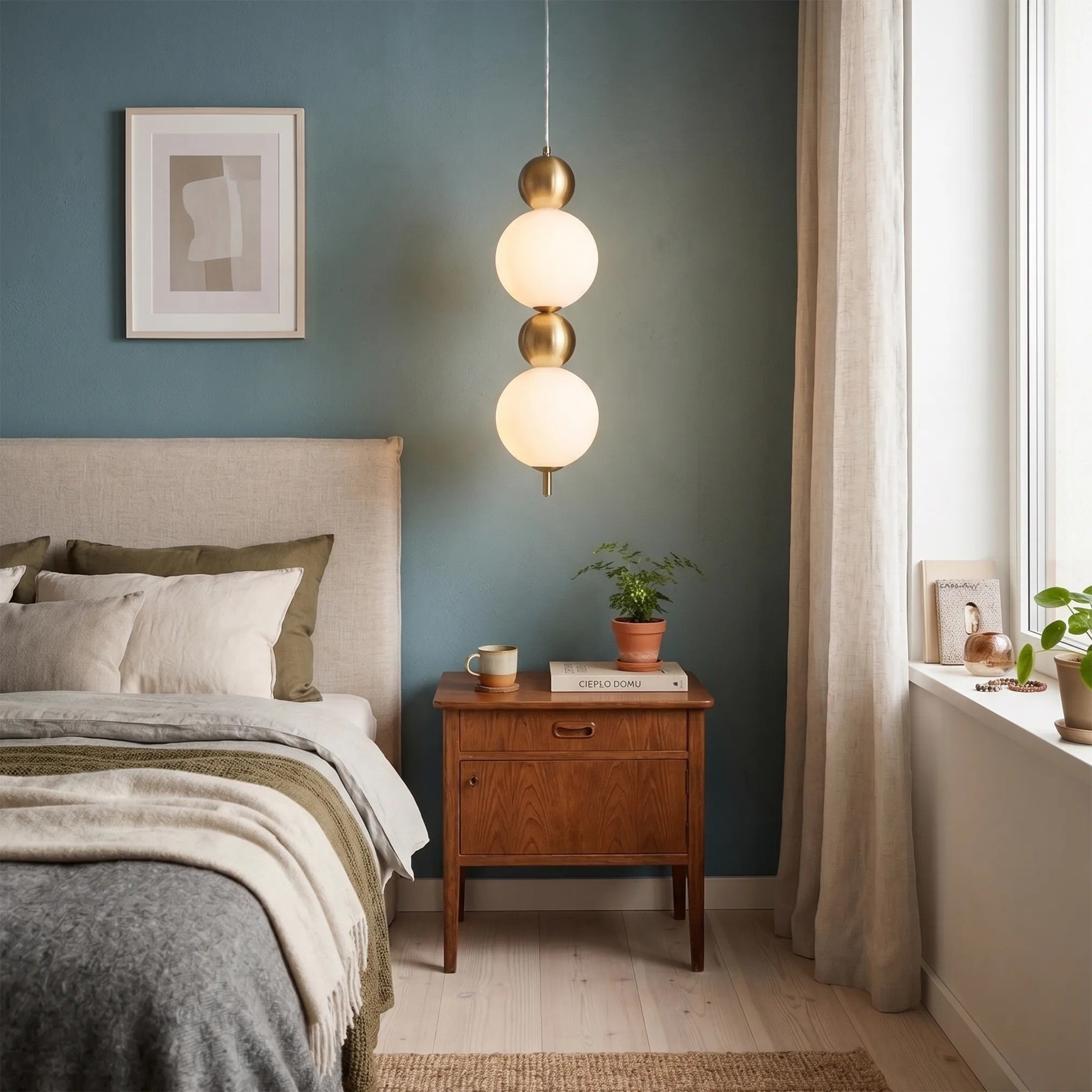 Lampa Sufitowa Wisząca LED LHJ116-2CP Złota Szczotkowana 5