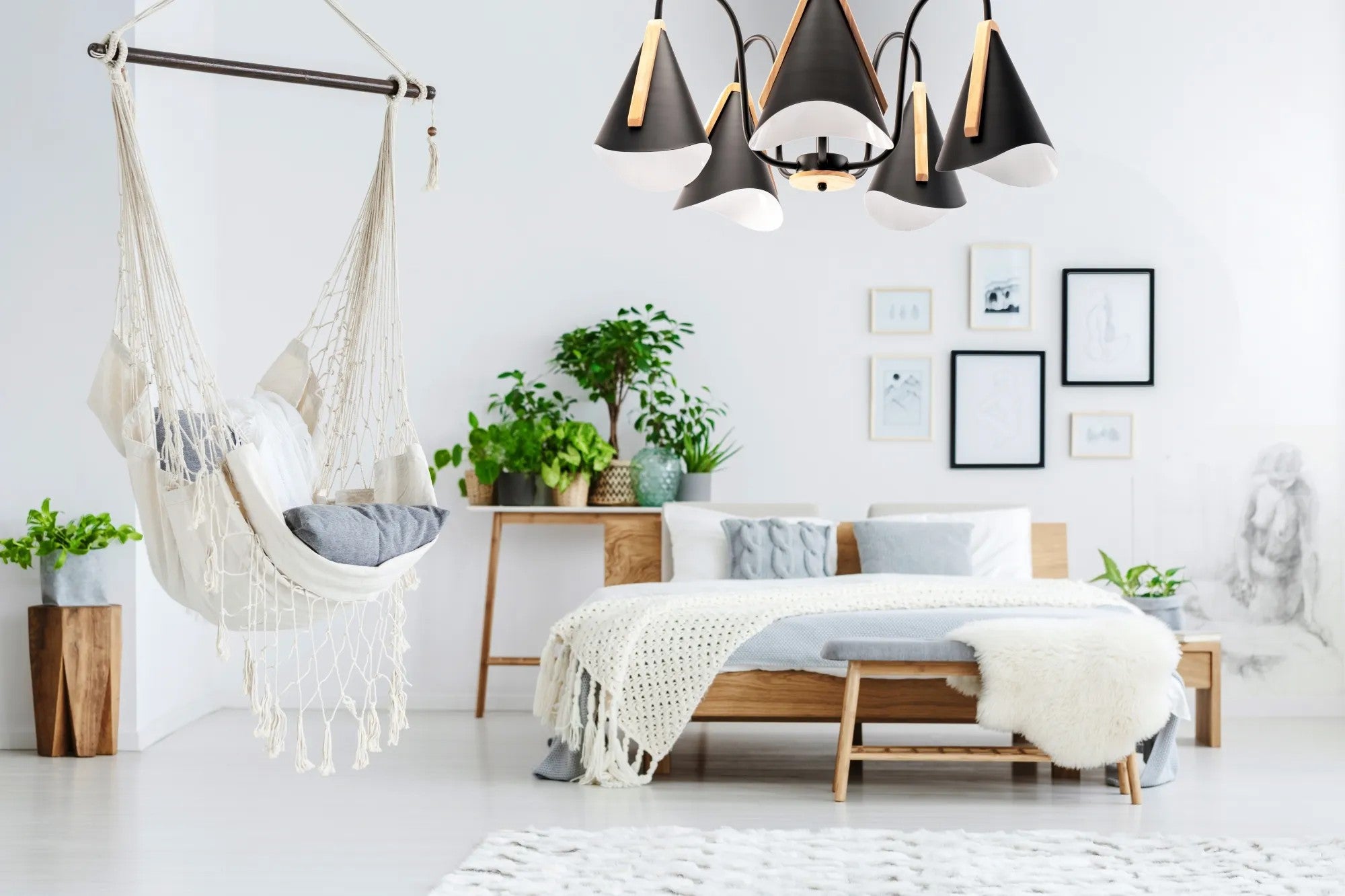 Lampa Sufitowa Skandynawska Pięcioramienna APP607-5C Czarna 5