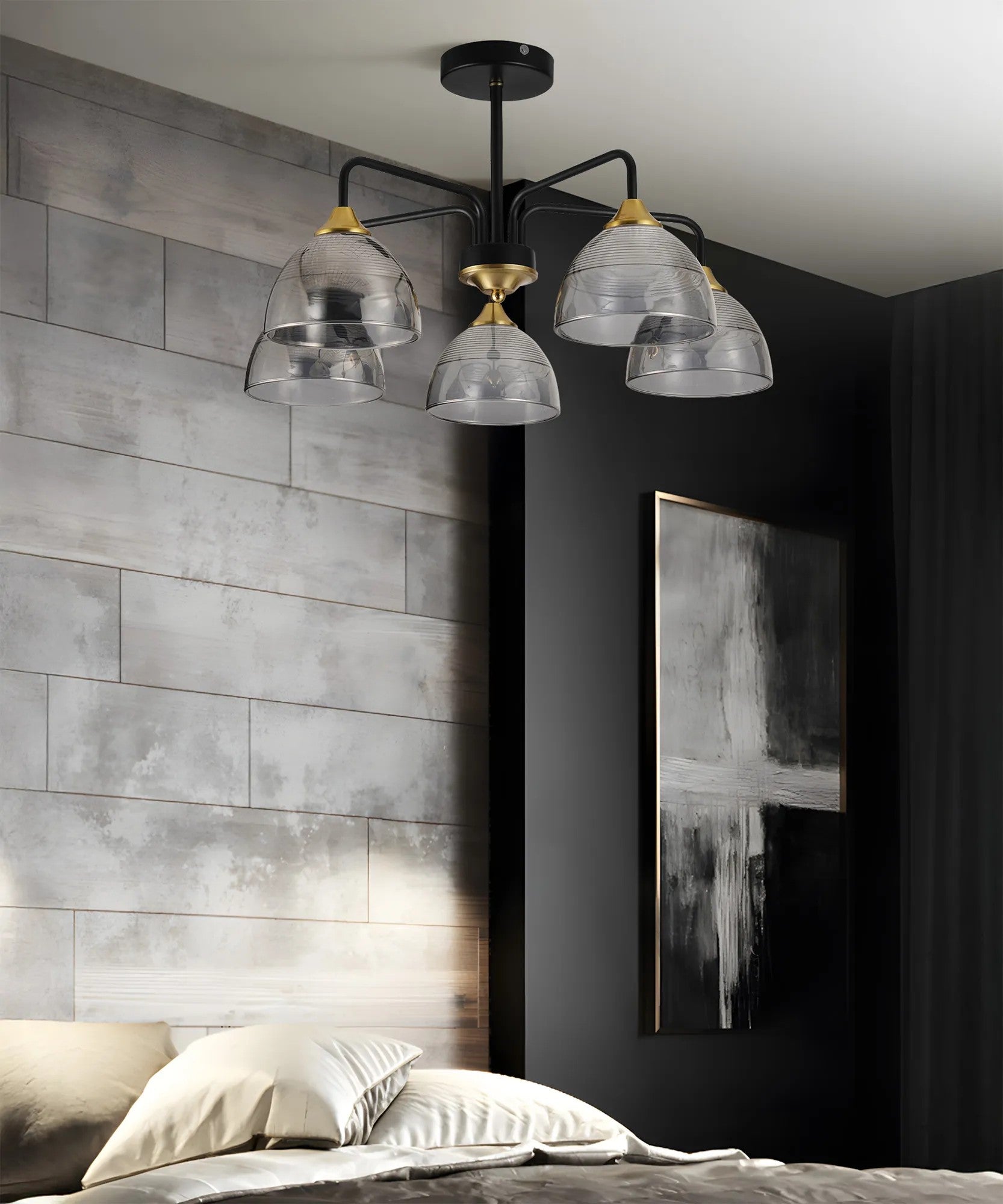 LAMPA SUFITOWA WISZĄCA G085-5C Czarna Lustrzana 5