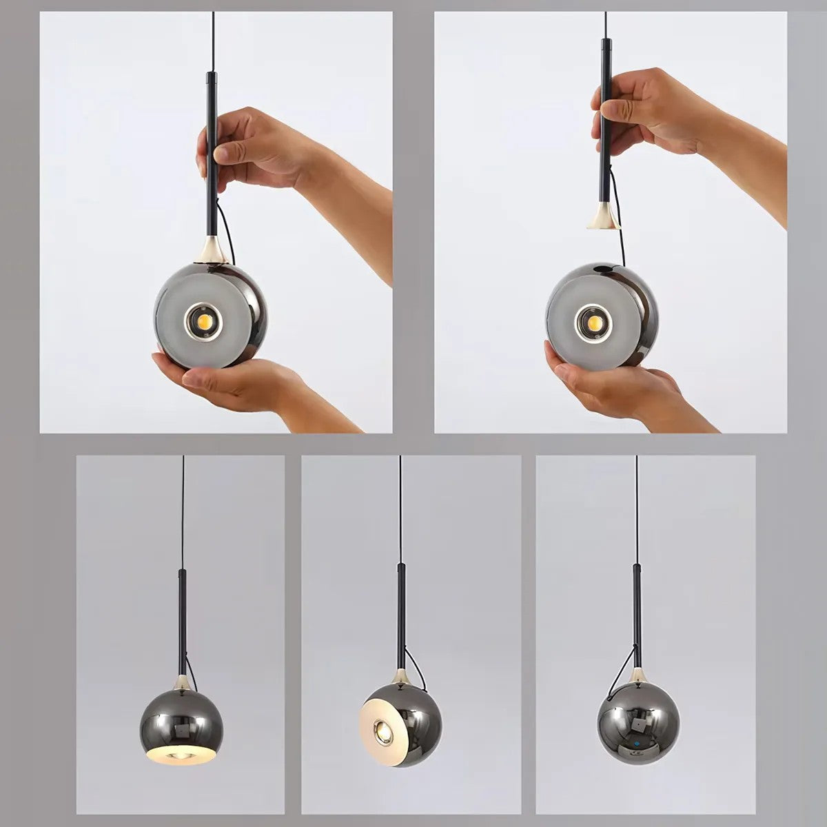 LAMPA SUFITOWA WISZĄCA LED G087-1CP Czarna Metaliczna 5