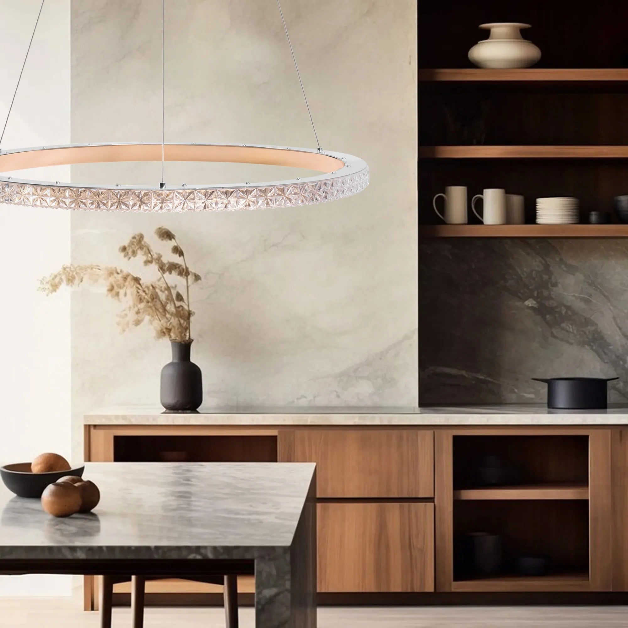 LAMPA WISZĄCA LED MS009-CP Jasne Różowe Złoto 59cm 5